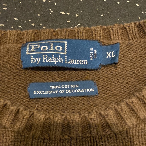 Polo by Ralph Lauren Brown Cotton Crew Neck Sweater - Picture 3 of 5